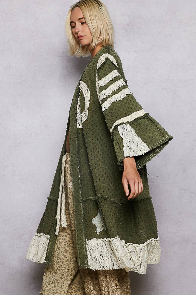 Vintage Peace Sign Long Cardigan/Duster