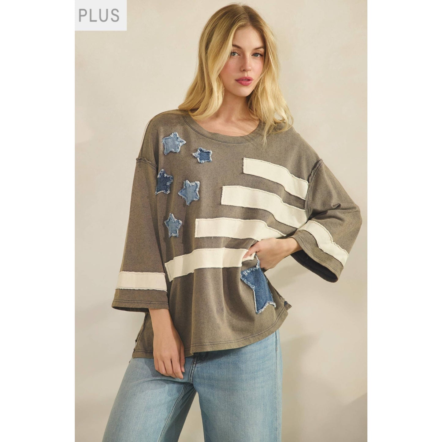 STAR SPANGLED OVERSIZED SWEATSHIRT PLUS SIZE