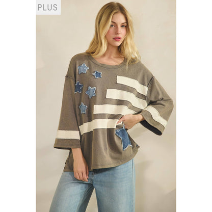 STAR SPANGLED OVERSIZED SWEATSHIRT PLUS SIZE