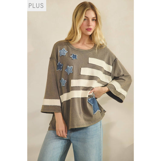 STAR SPANGLED OVERSIZED SWEATSHIRT PLUS SIZE
