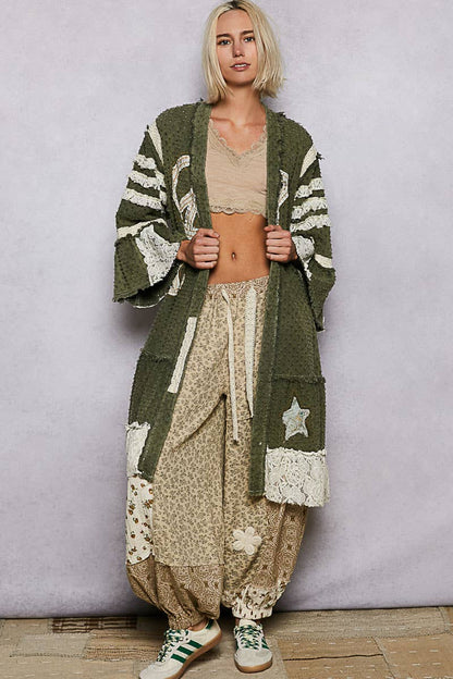 Vintage Peace Sign Long Cardigan/Duster