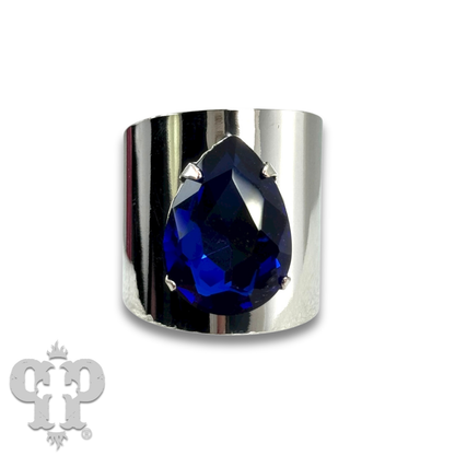 Rhinestone teardrop adjustable base statement ring