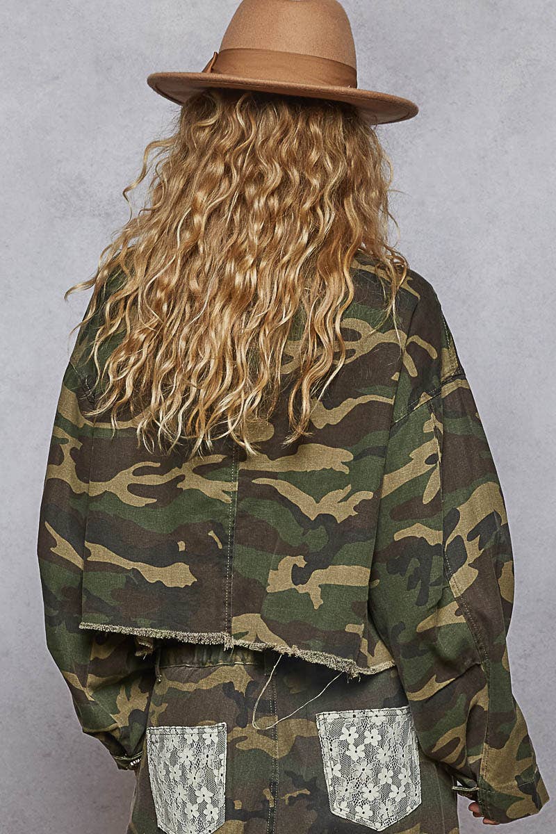 Oversized Semi-Cropped Camouflage Jacket