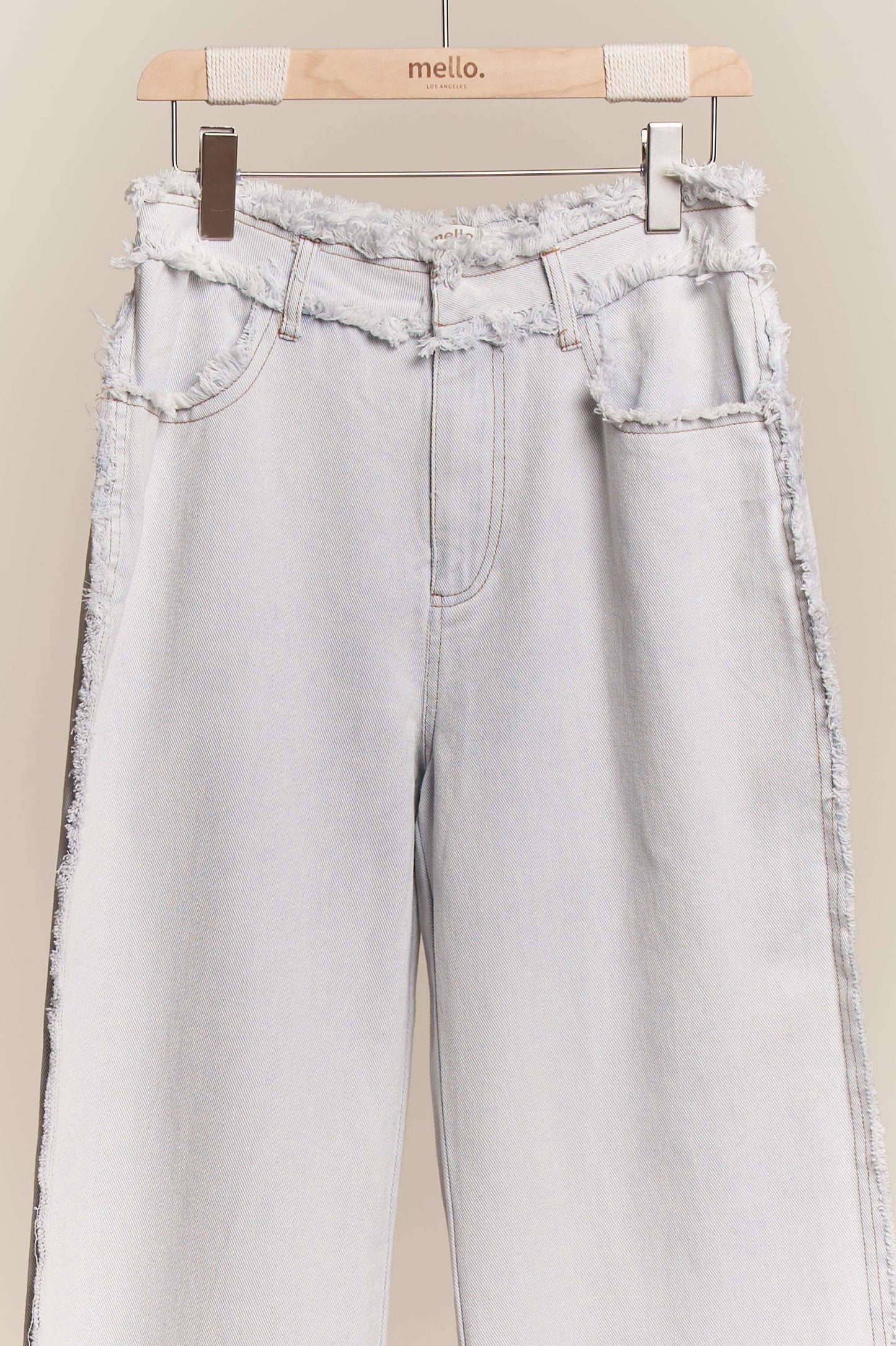 Raw Hem  Wide leg Bleached Jeans