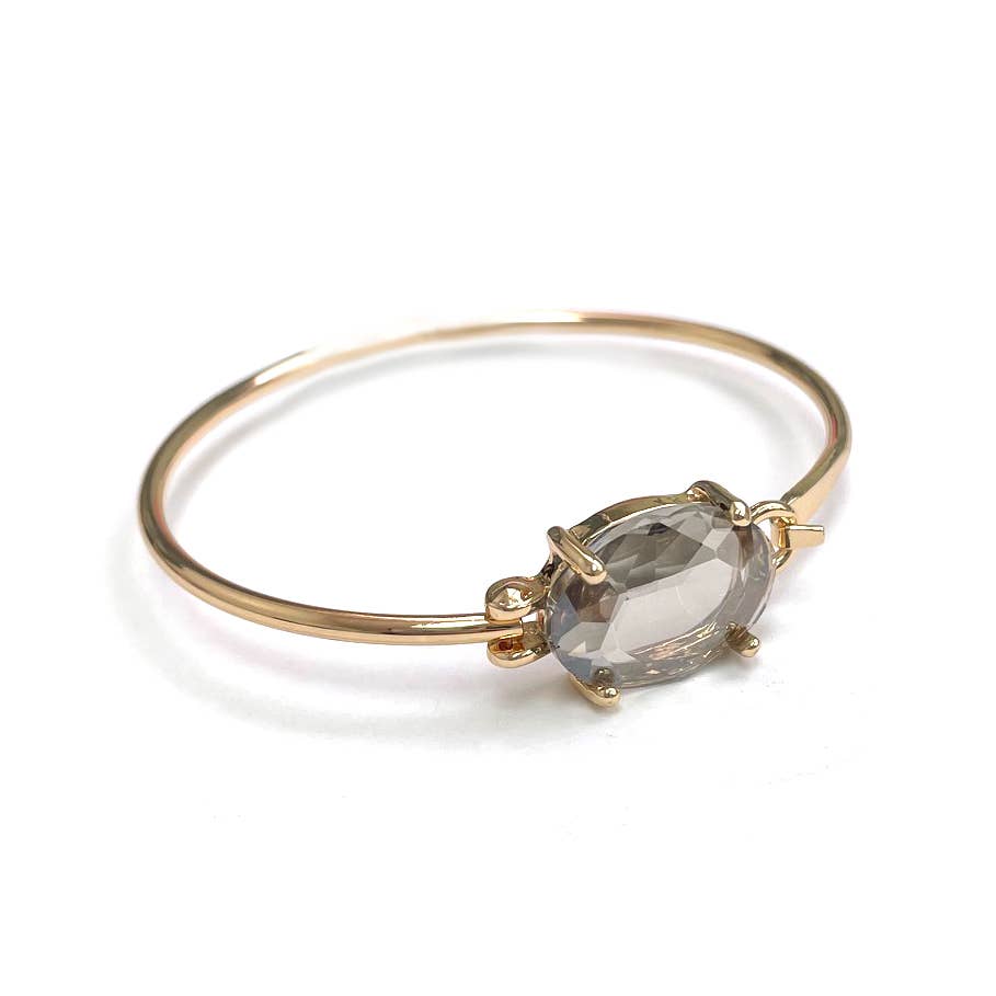 High Quality Glass Crystal Oval Stone Cuff Metal Bangle