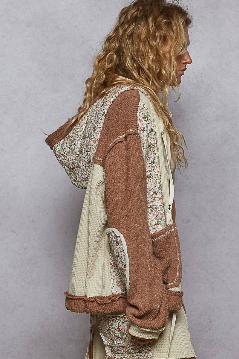 Floral Knit Hoodie Jacket