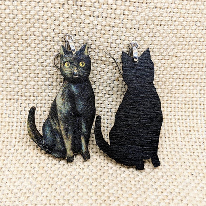 Black Cat Kitty Earrings