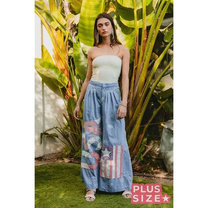 AMERICAN FLAG CHAMBRAY USA PANTS (PLUS SIZE)