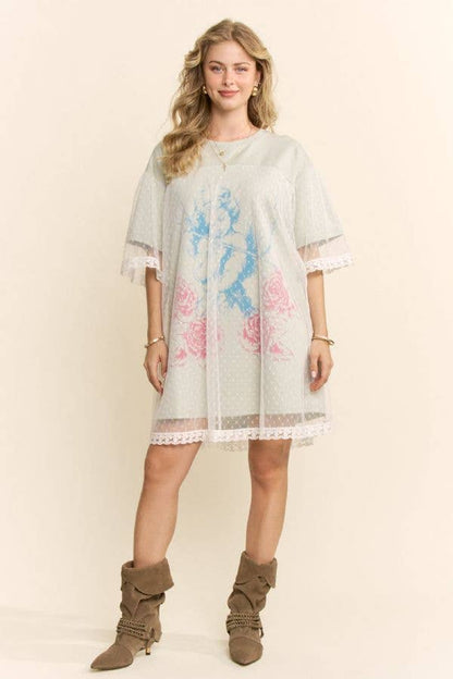 POLKA DOT CHERUB MESH LAYERED DRESS