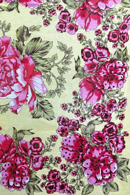 Yellow Rose Hand Embellished Bandana Scarf