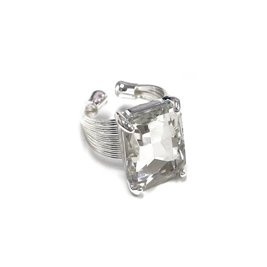 Cushion Cut Cocktail Adjustable Wire Ring