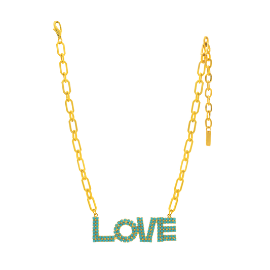 LA LA LOVE Necklace in Antique Gold / Turquoise