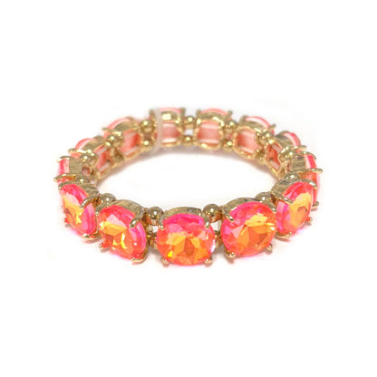 12MM Round Cut Glass Crystal Linked Stretch Bracelet