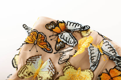 Butterfly Appliqué Strapless Embellished Mini Dress