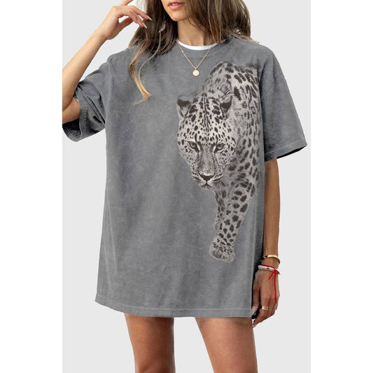 LEOPARD OVERSIZED MINERAL GRAPHIC TEE