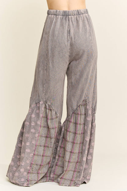 Mineral Washed Boho Pattern Patched Pants