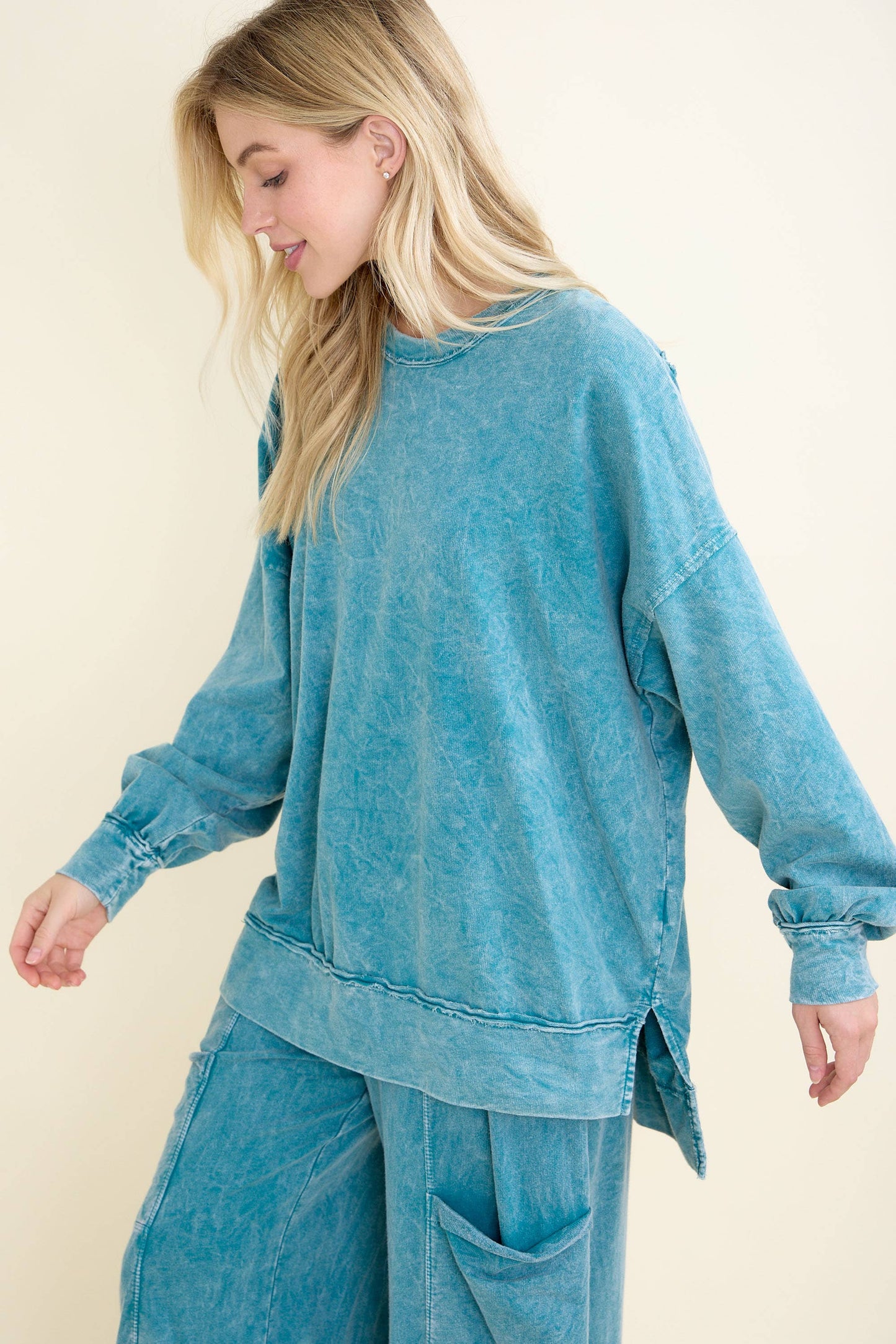 Mineral Wash Butterfly appliques Top