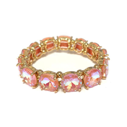 12MM Round Cut Glass Crystal Linked Stretch Bracelet