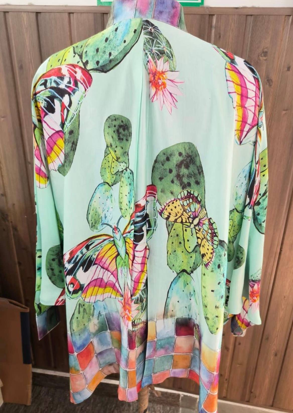 Cactus Butterfly Satin Kimono