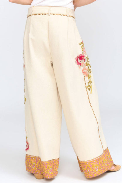 Time To Shine Denim Pants | Wide Leg Pants | Floral Pants