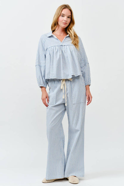 Striped Bubble Blouse Top