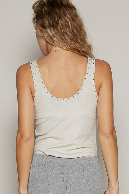 Riibbed Metallic Stud Tank Top