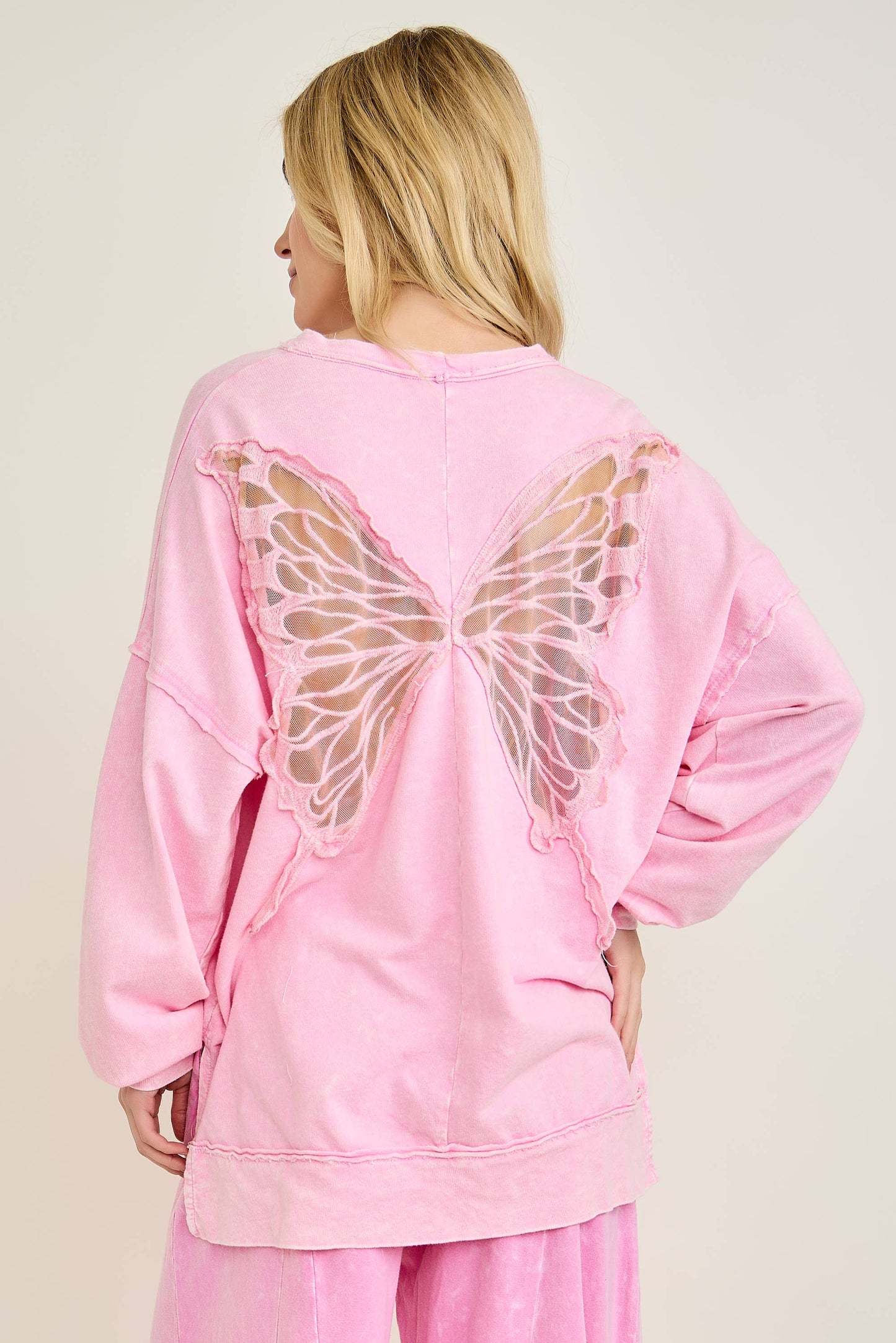 Mineral Wash Butterfly appliques Top