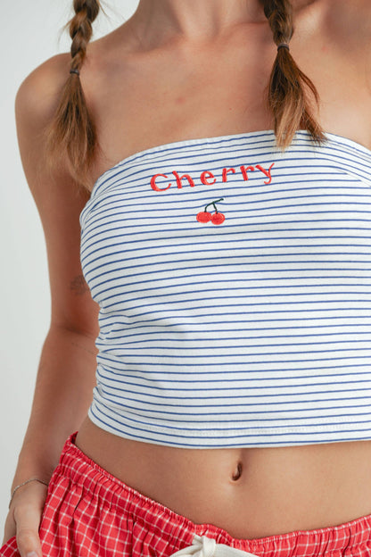 Striped Cherry Tube Top