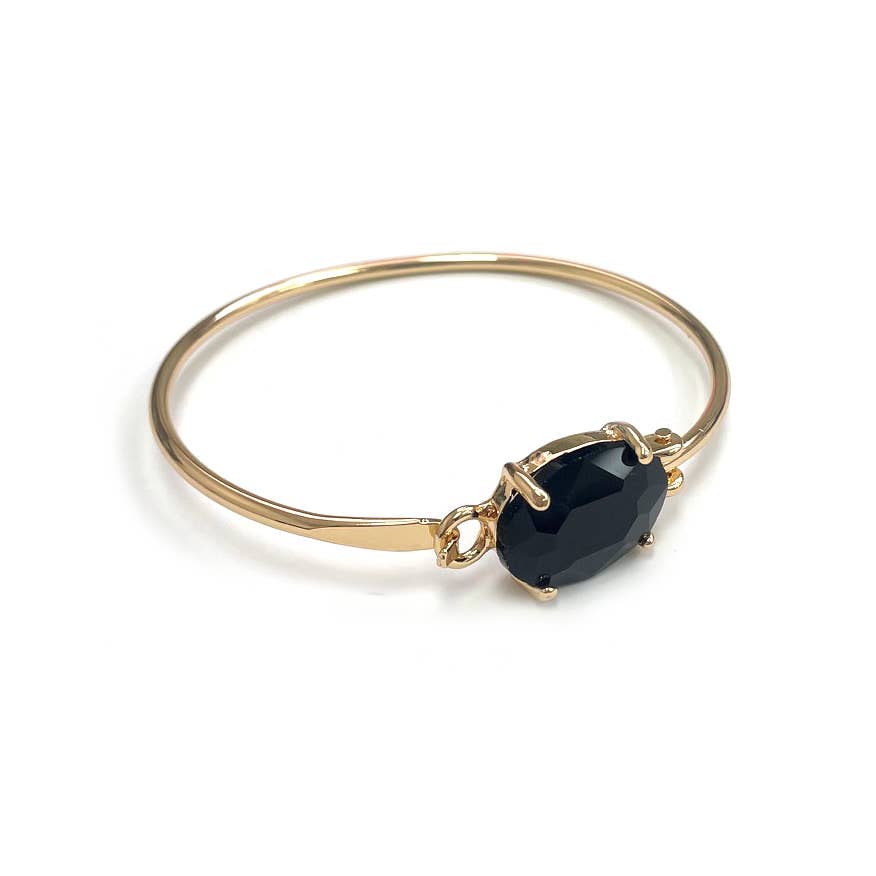 High Quality Glass Crystal Oval Stone Cuff Metal Bangle