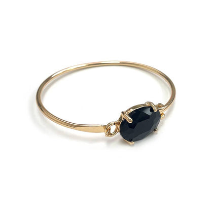High Quality Glass Crystal Oval Stone Cuff Metal Bangle