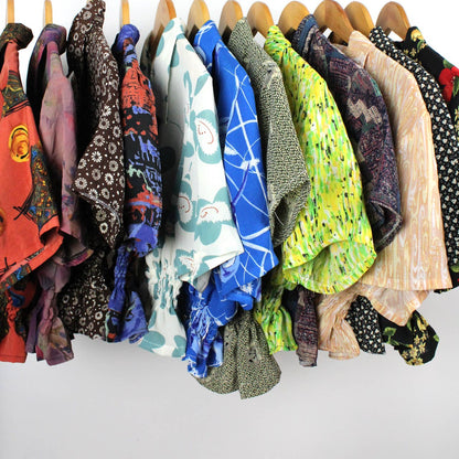 Vintage Short-Sleeve Button Up Blouse - Cinched