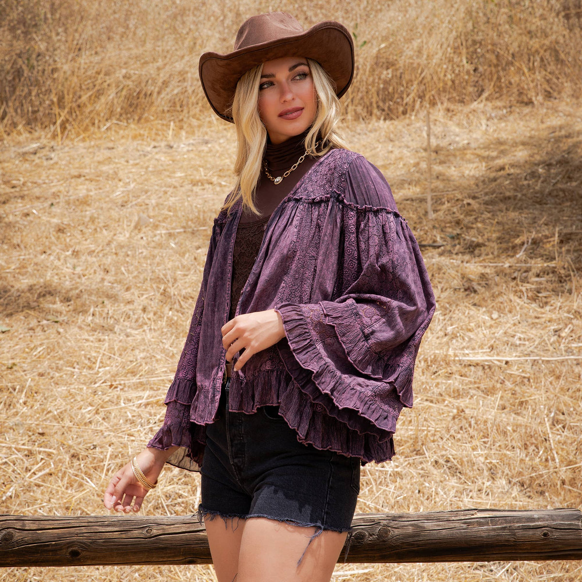 Dreamy Sheer V-Neck Ruffled Button-Front Top