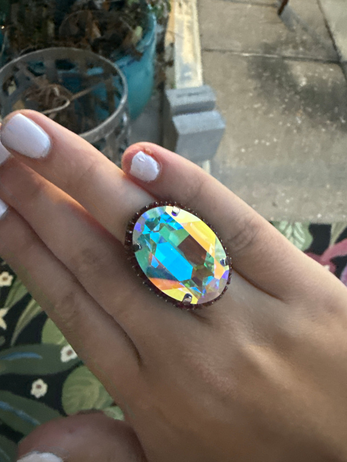 WETSTONE: AB Gunmetal w/ Red Trim Liz Taylor Ring