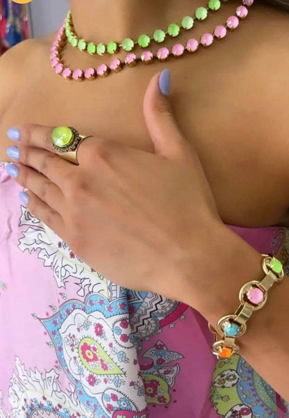 Oakland Antique Gold Neon Necklace