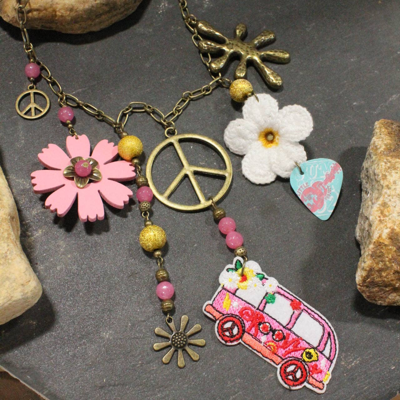 On The Road W/ The Beatles Retro Charm Necklace