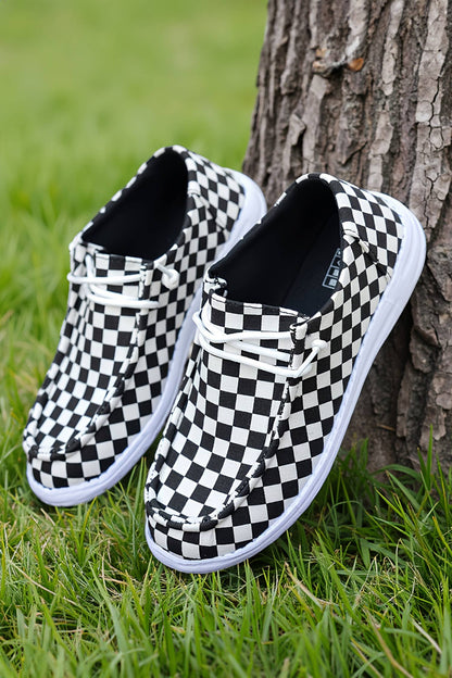 Checkered Print Lace-up Shoes