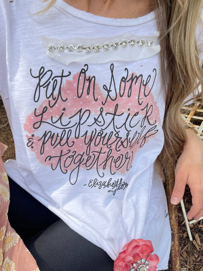 Put on Some Lipstick Tattered Oversized T-Shirt