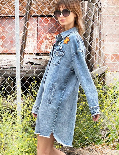 Festival Embroidered Denim Dress