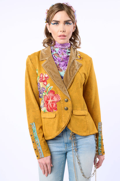 Juliet French Terry Blazer | Hand-beaded Jacket | Button-Up