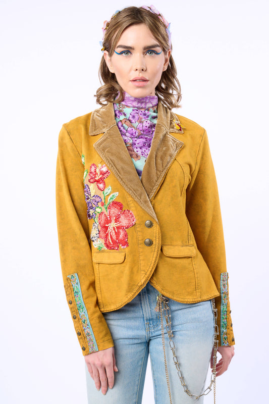 Juliet French Terry Blazer | Hand-beaded Jacket | Button-Up