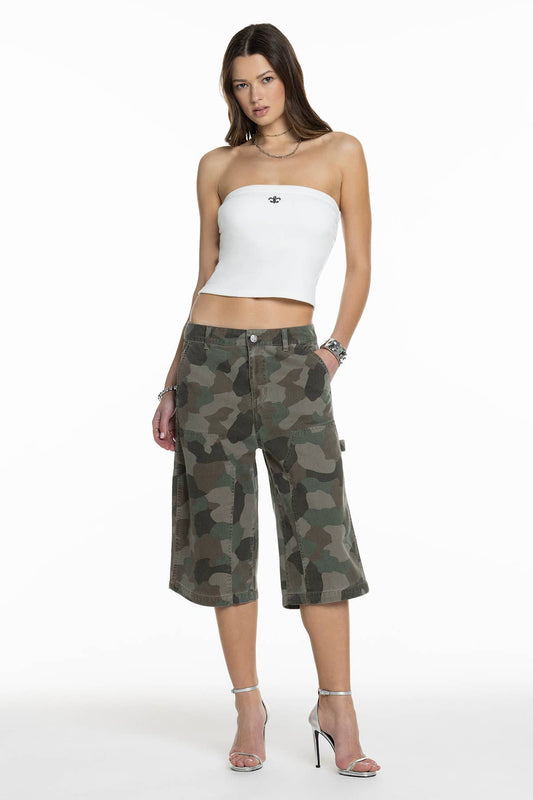 HIGH RISE BAGGY WIDE BERMUDA DENIM SHORT