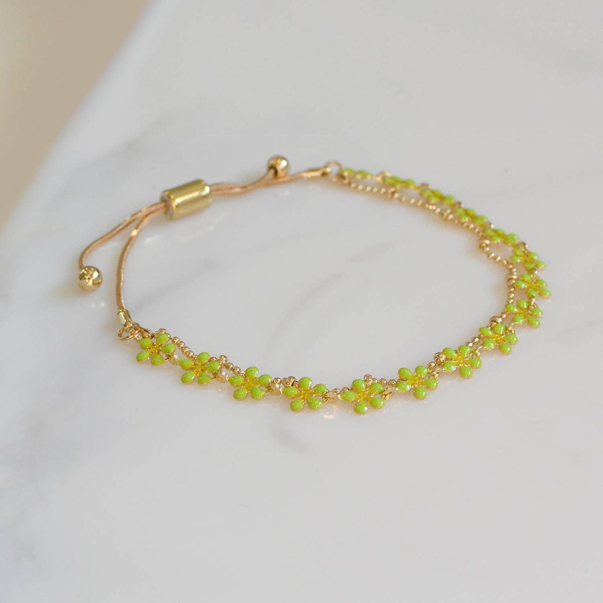 Color Epoxy Enamel Flower Adjustable Chain Bracelets