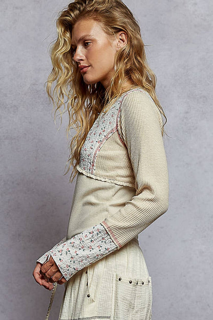 Floral Thermal Knit Top
