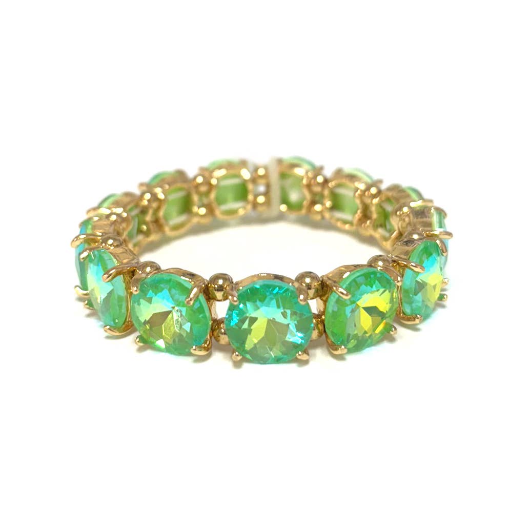 12MM Round Cut Glass Crystal Linked Stretch Bracelet