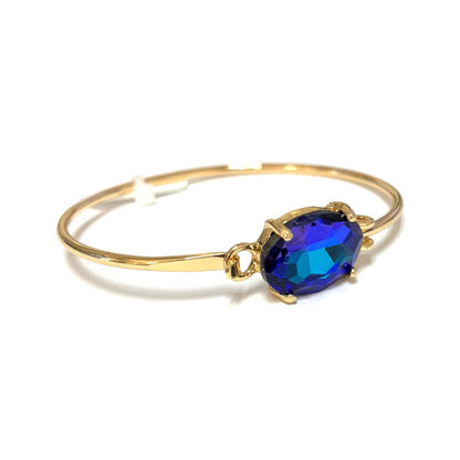 High Quality Glass Crystal Oval Stone Cuff Metal Bangle