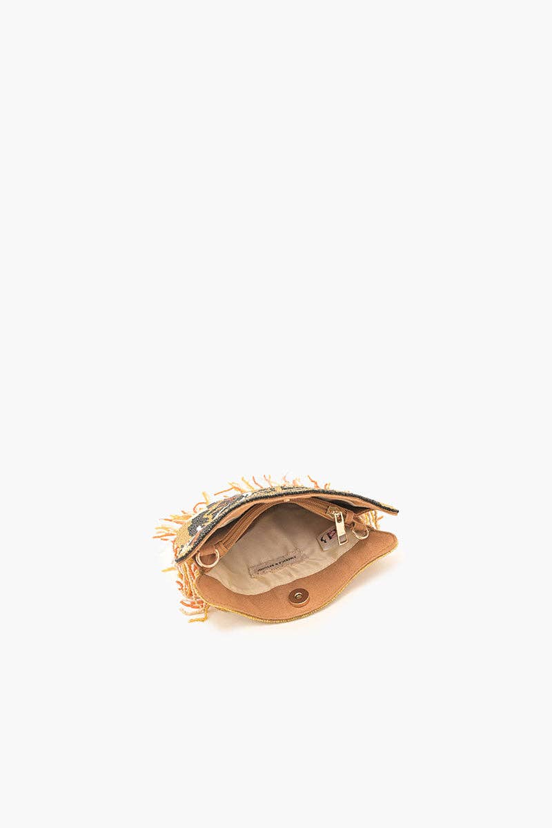 Tiger Shaped Beaded Crossbody Bag