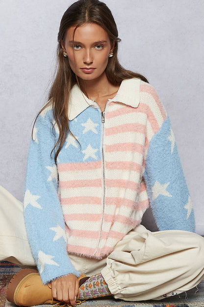 Pink USA Flag Mohair Jacket