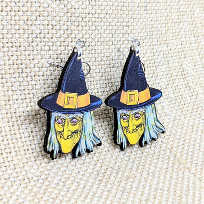 Green Witch Earrings - Halloween Witch
