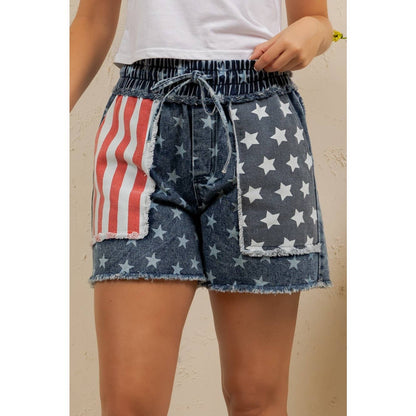 FREEDOM PATCH DENIM SHORTS