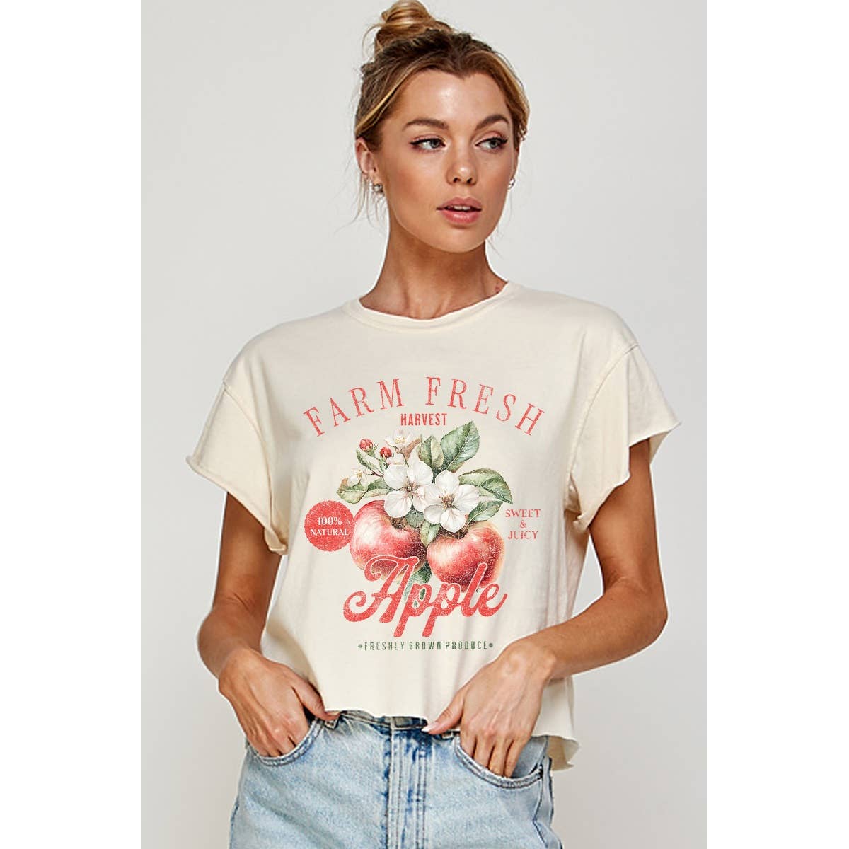 FARM FRESH APPLE  CROP TOP T-SHIRT
